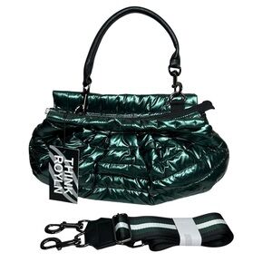 Think Royln Carrington Metallic Emerald Quilted Shoulder Crossbody Designer Bag